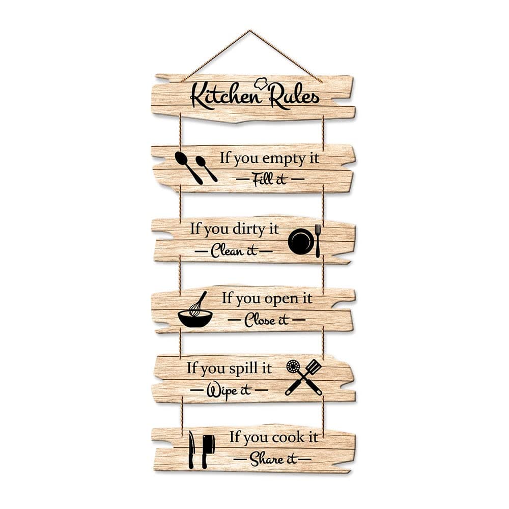 Artvibes Kitchen Rules Printed Wooden Wall Hanging For Cafe | Kitchen | Restaurants | Quotes Decor Item | Kitchen Quotes Wall Hanging | Wall Sculpture | Signs & Plaques | Gift Items (WH_3235N)
