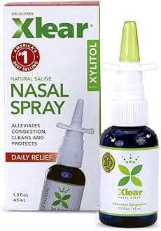 Xlear Nasal Spray, Natural Saline Nasal Spray with Xylitol, Nose Moisturizer for Kids and Adults, 45ml (Pack of 2)