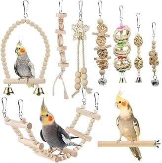 Parrot Swing Toys Chew Hanging Hammock Climbing Ladder Bird Cage Toys for Parakeet Parakeet Conure Cockatiels Mynah Love Birds Finches
