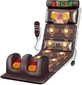 Massage Mat with Heat 10 Vibrating Nodes Full Body Massage Mat with Adjustable Pillows Heating Pads, Full Body Massager for Neck and Back Muscle Relaxation