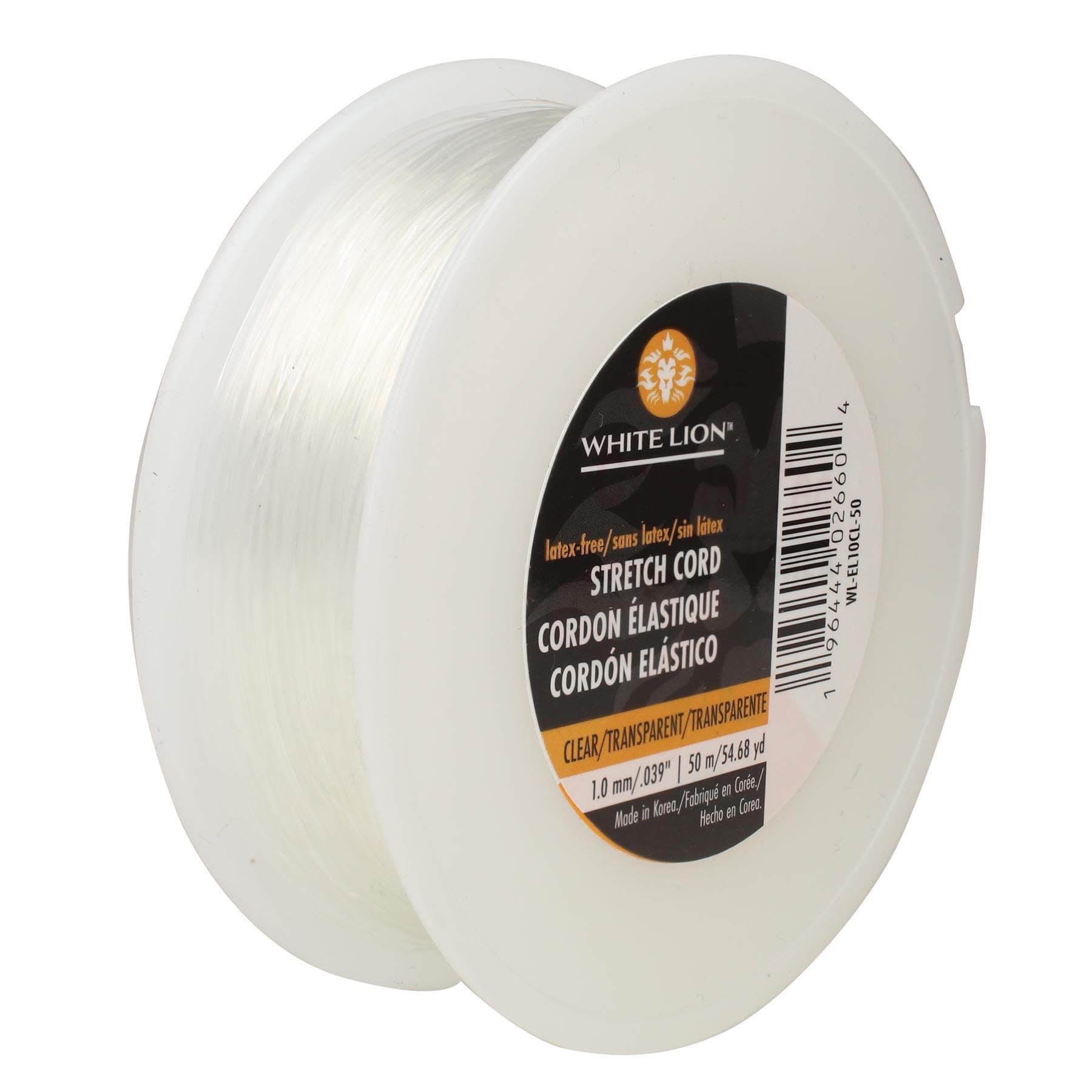White Lion Stretch Cord – Very Strong, Consistency in Cord, Keeps Form, Perfect for Beading and Jewelry Making – Clear Color – 1mm Diameter – 50 Meter (164 Foot) Spool