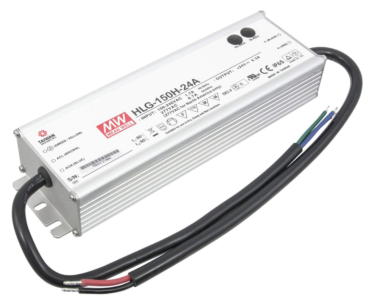 American Lighting 150W 24V DC Constant Voltage LED Hardwire Power Supply Driver, White (Model: LED-DR150-24)