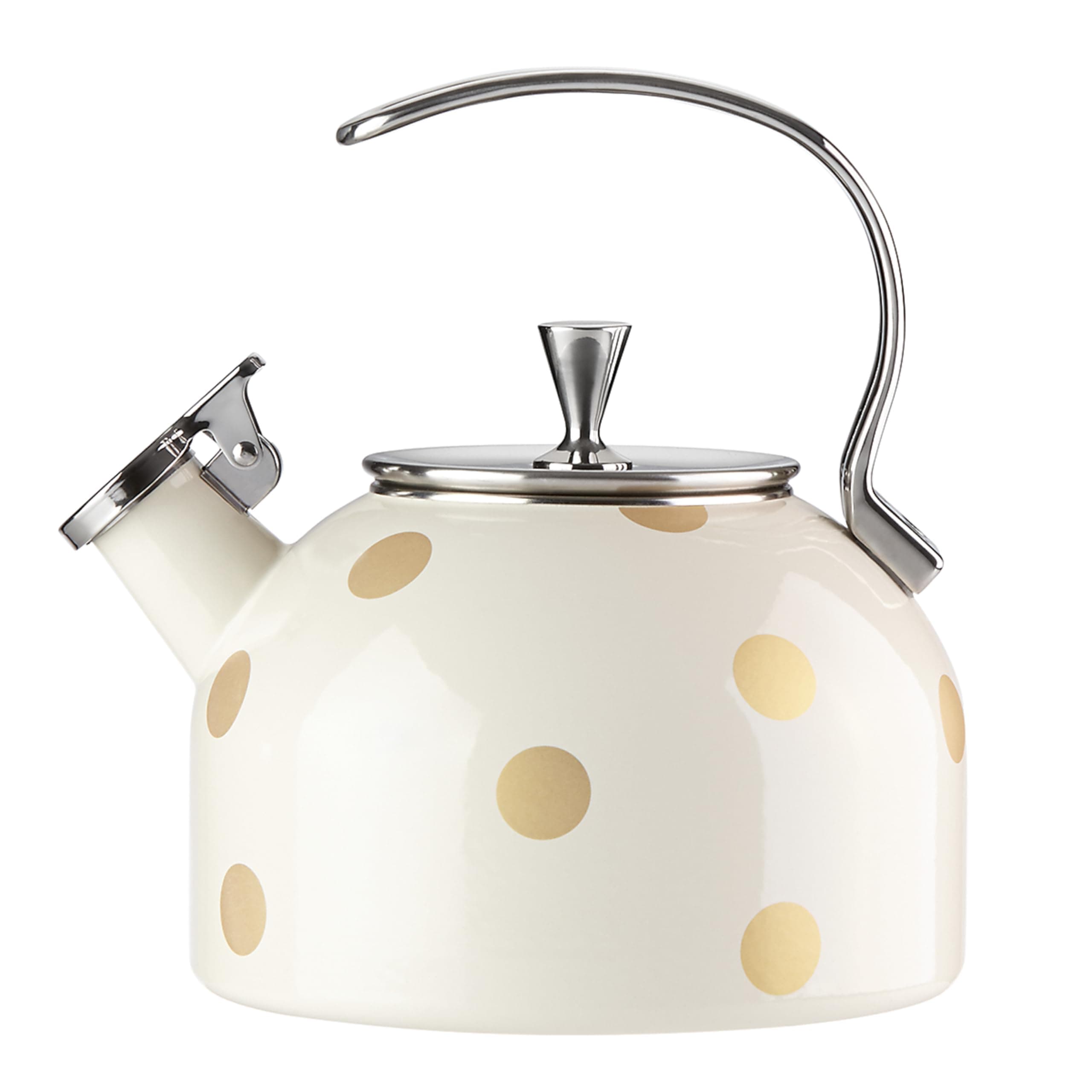 kate spade new york Deco Dot Kettle, White with Gold Dots