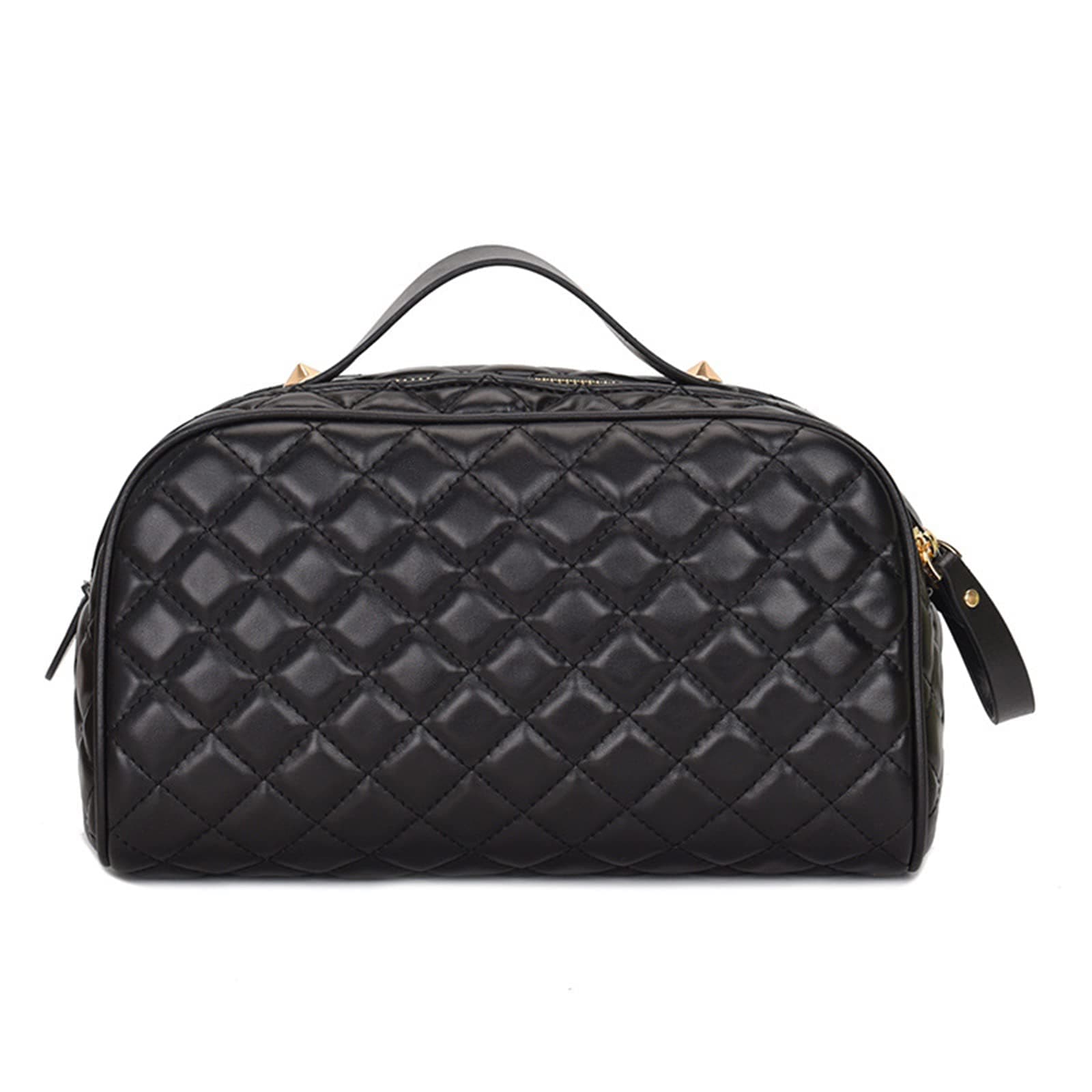 Daily necessities LTD Hand Held Embroidery Thread Rhombus Large Capacity Double Row Zipper Cosmetic Bag, Household Products Makeup Case, Makeup Organizer Bag