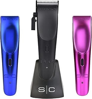 Ergo Professional Microchipped Magnetic Clipper with 5 Guards, Charging Stand, and 3 Customizable Colored Lids (Black, Pink, Blue)