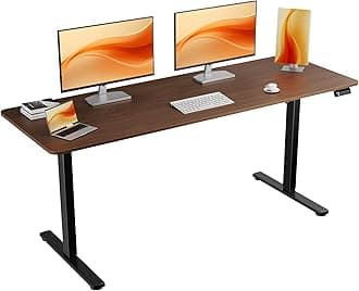 ERGOMAKER Electric Standing Desk, 67" x 23.6" Height Adjustable Sit Stand Desk with Splice Board for Home Office, Computer Desk Memory Preset (Black Frame, Walnut Desktop)