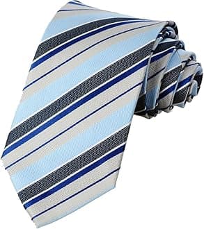 KissTiesMens Tie Striped Satin Necktie Wedding Ties + Gift Box