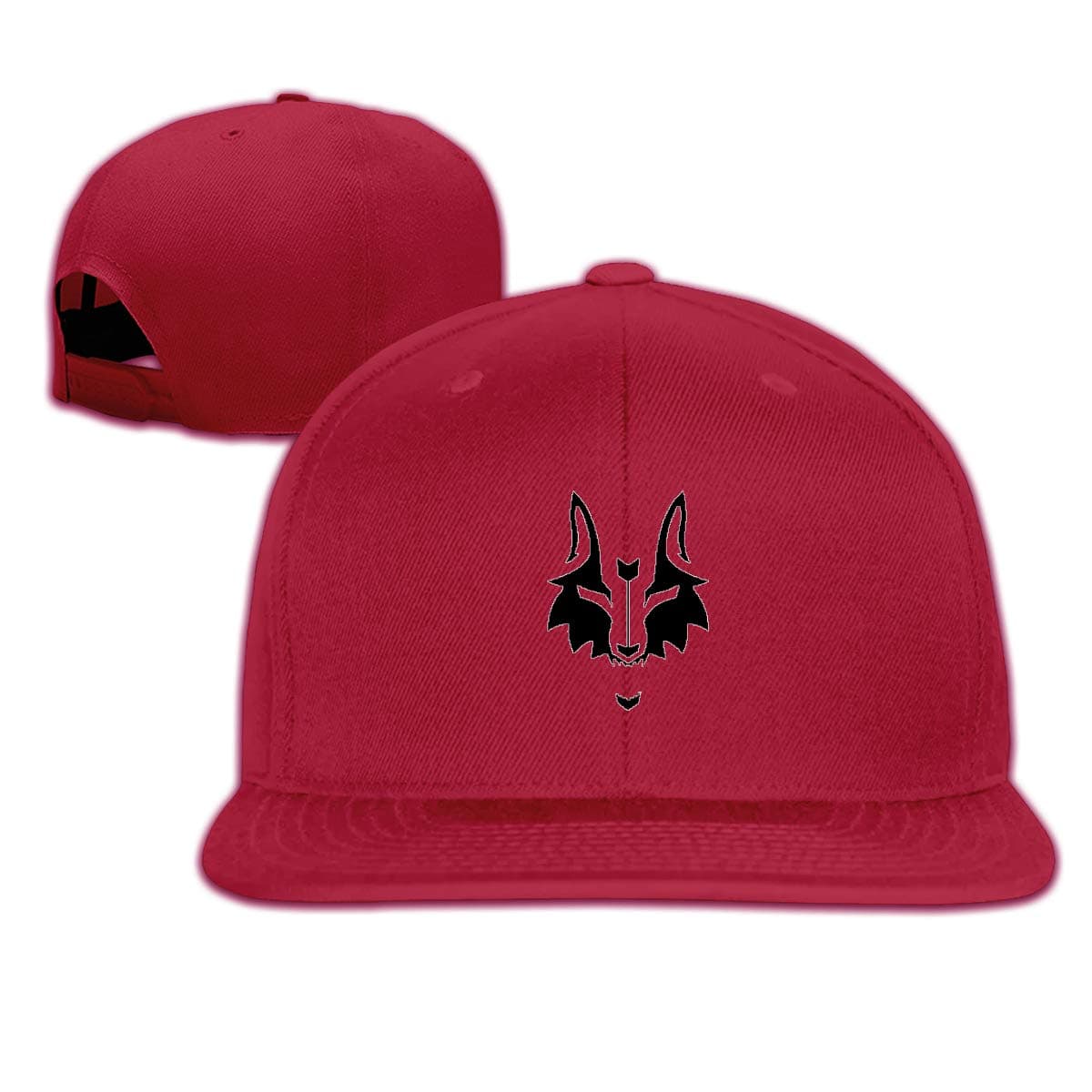 nordic runes Wolf Wolves Animals Mens Baseball Cap Flat Bill Snapback Dad Hat for Women Dark Red