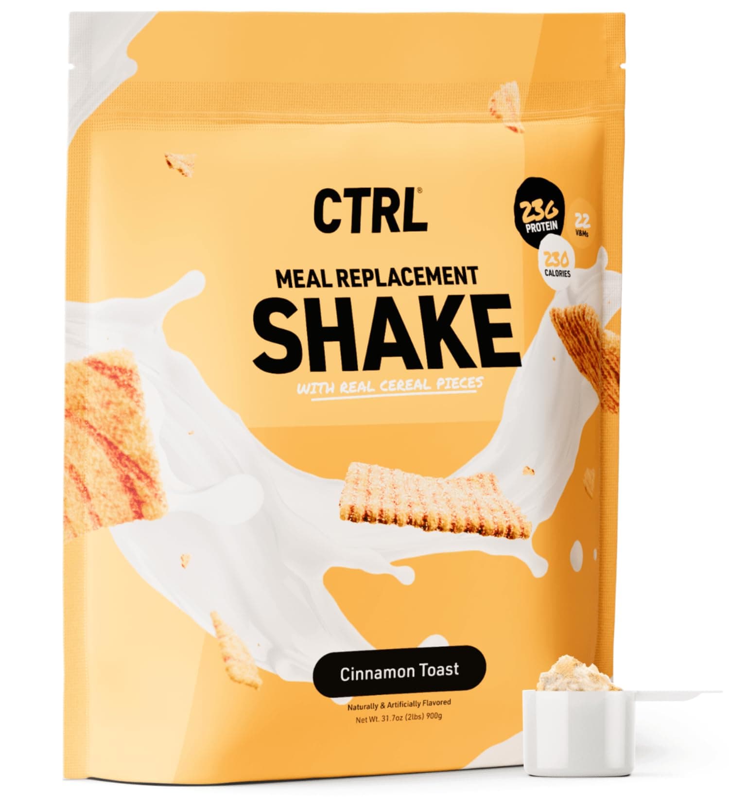 Meal Replacement Shake with Real Cereal Pieces – Cinnamon Toast - 15 Servings Packed with Essential Nutrients, Including 23g of Protein, 8 Grams of Fiber, 22 Vitamins and Minerals & Only 1g Sugar