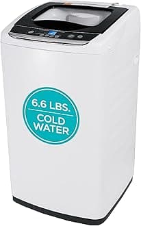 0.9 Cu. Ft. Portable Washer, 6.6 lb. Capacity Washing Machine for Homes & Apartments, 5 Wash Cycles, Quick Connect Sink Adapter and Drain Hose Included, LED Display, BPWM09W, White