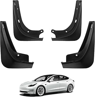 BASENOR 2017-2023 Tesla Model 3 Mud Flaps Splash Guards Fenders No Drilling No Tape Mudflaps All Weather Protector Mudguards for Model 3 Exterior Accessories (Set of 4)