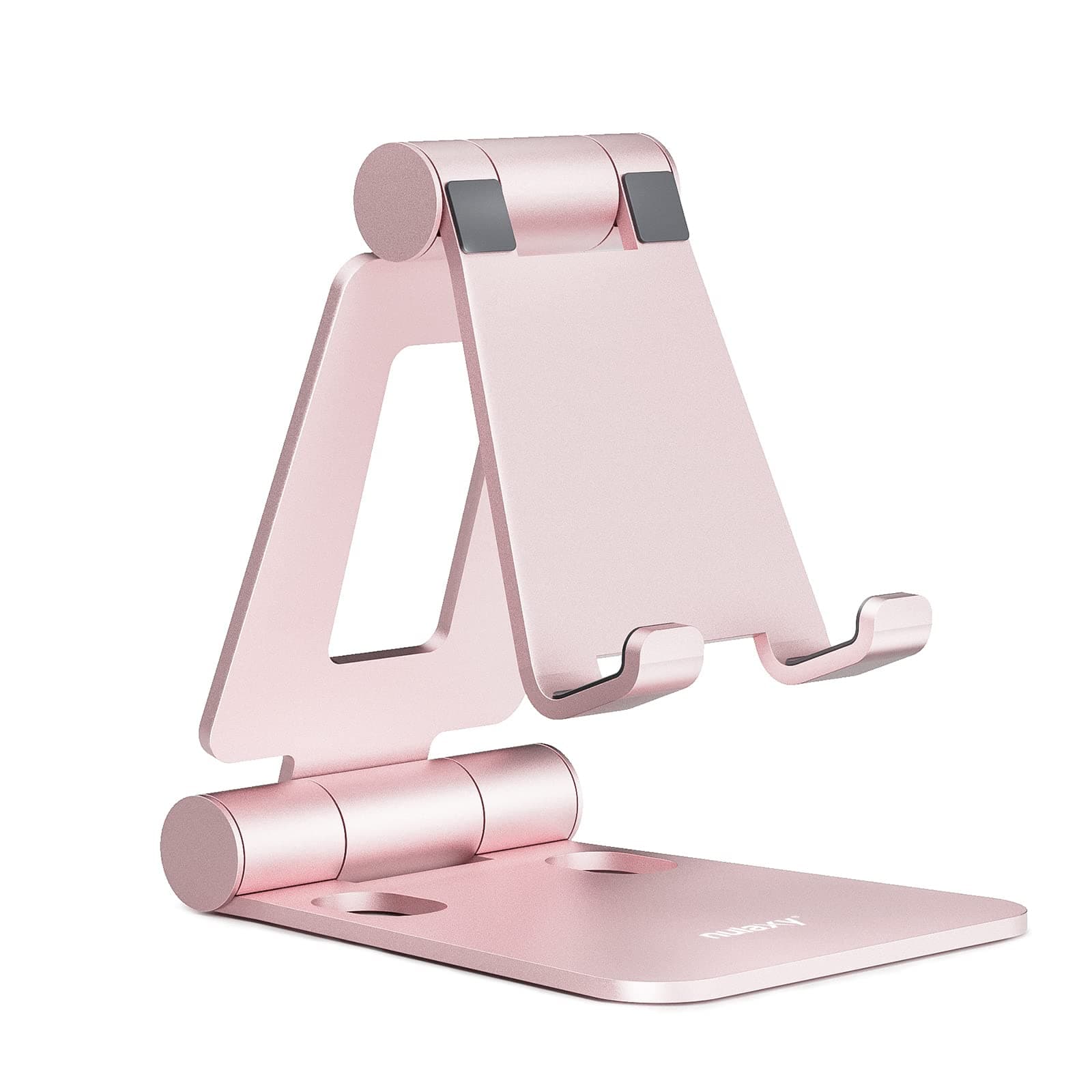 Nulaxy Adjustable Phone Stand for Desk, Foldable Desktop Cell Phone Holder Cradle Dock Compatible with iPhone 17 16 15 14 13 12 11 Pro Max Xs Xr X 8, HUAWEI, Galaxy, All Phones - Rose Gold