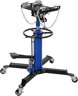 Transmission Jack Lift, 1322 LBS Load Capacity Hydraulic Telescopic Transmission Jack, 33.8" - 72.8" Adjustable Height Transmission Jack Stand with Foot Pedal, 360°Swivel Wheel, Blue