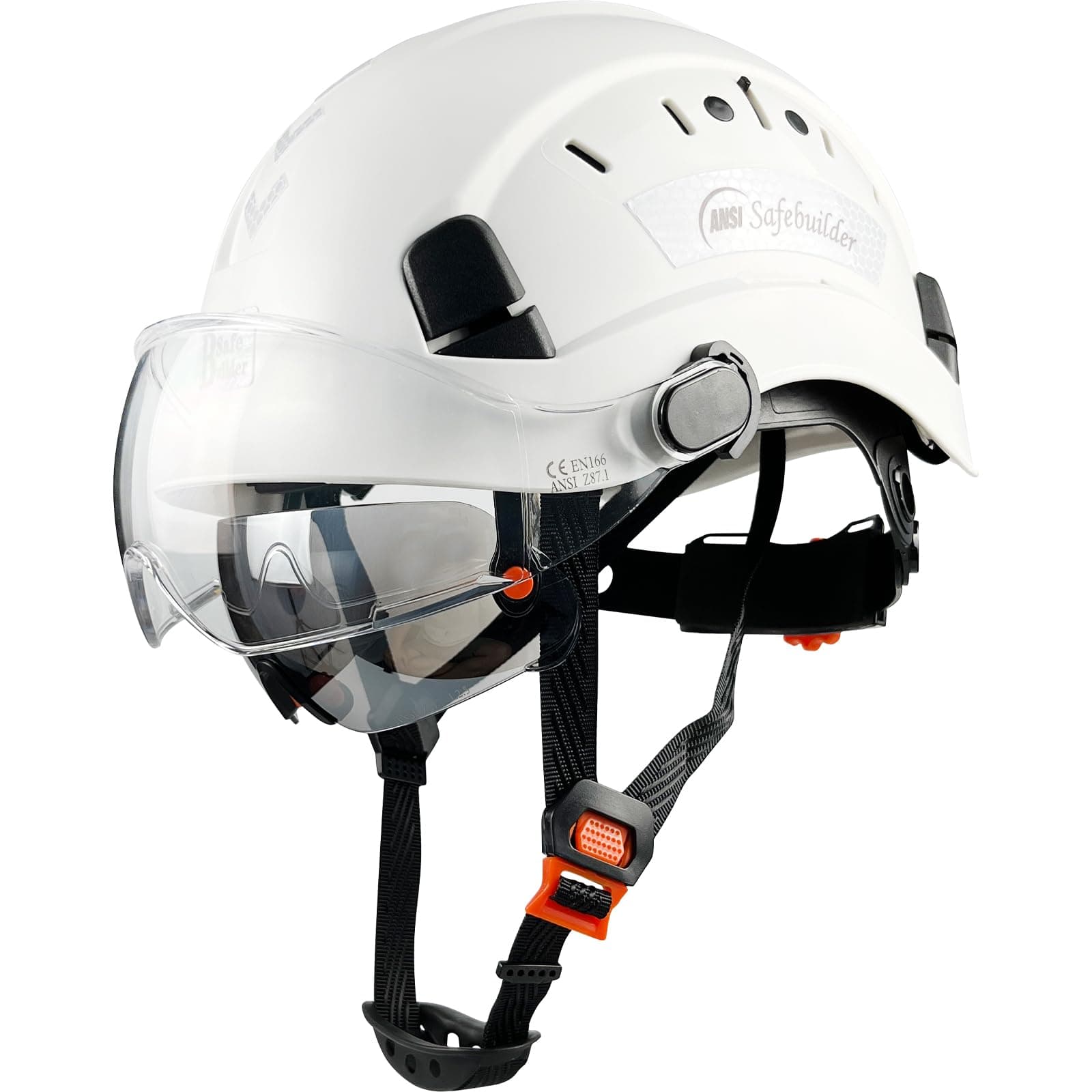 CR06+2V Construction Safety Helmet with Build-in Visor ABS Hard Hat with Visor Adjustable Ventilation Hardhats Work Head Protection ANSI/ISEA Z89.1