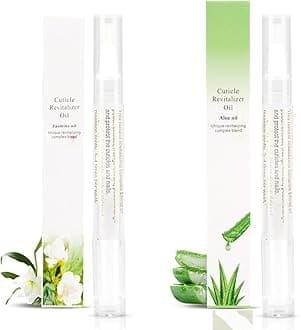 Meschett 2PCS Cuticle Oil Pens for Nail Care,Cuticle Revitalizer Oil Pen with Soft Brush,Cuticle Oil to Prevent Nail Cracking and Dry (Aloe & Jasmine Flavor)