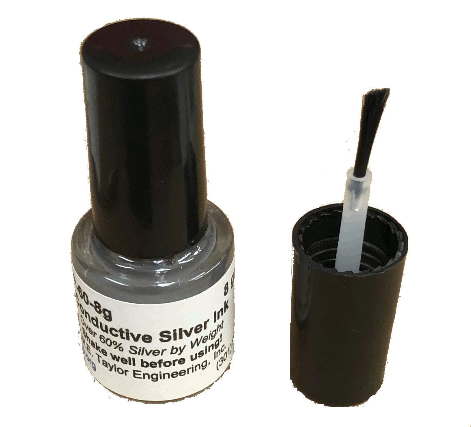 Silver Metal Ink, Conductive Water-Based Coating, 6 gram 33% Ag Brush-Cap Bottle