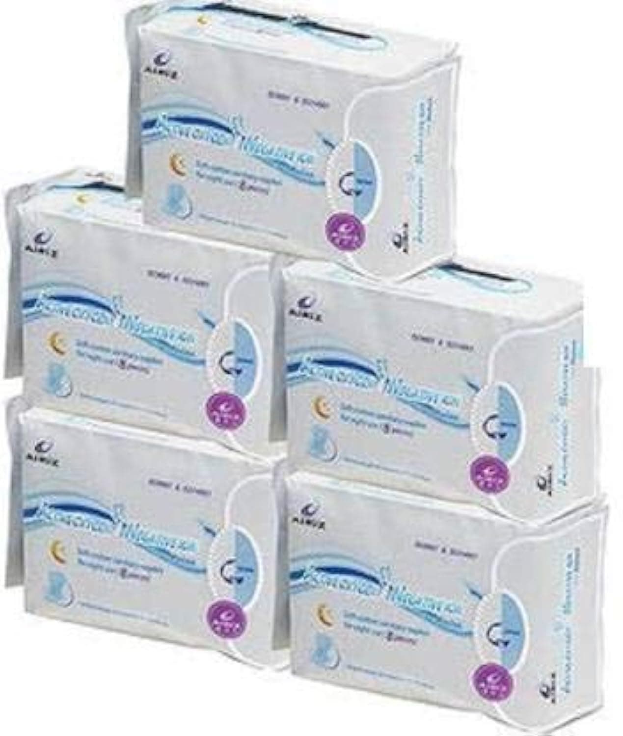 Airiz Active Oxygen and Negative Ion Soft-Cotton Sanitary Pads for Night Use (40 Pieces) Pack of 5