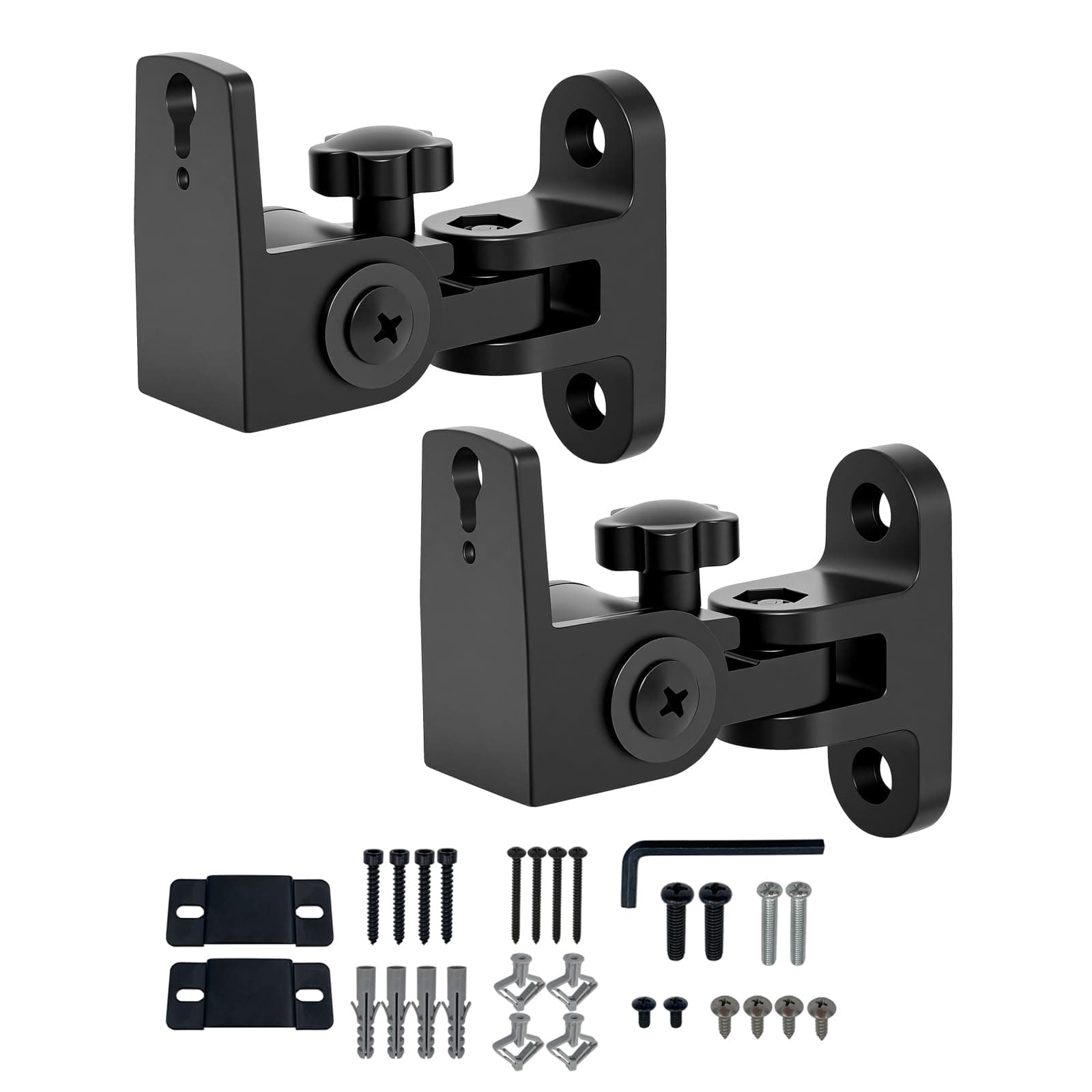 BS-218pro Universal Speaker Wall Mount for Small Speakers ,Vertical 120°, Horizontal 180°Adjustment,Hold up to 30lbs,Compatible with Bose, JBL, KEF, Klipsch, Sony & Others(2 Packs Black)