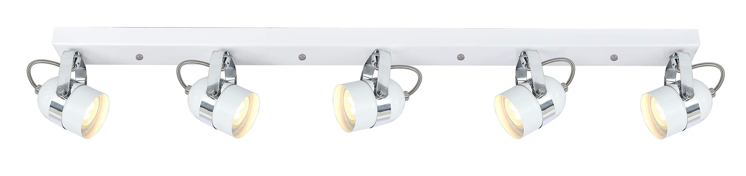 UKEW Ceiling Light 5 Way Rotatable - Light Fittings Ceilings Chrome with GU10 Spotlight - Modern Spot Lights Ceiling Bar - Wall Spotlight for Kitchen Hallway Living Room Bedroom