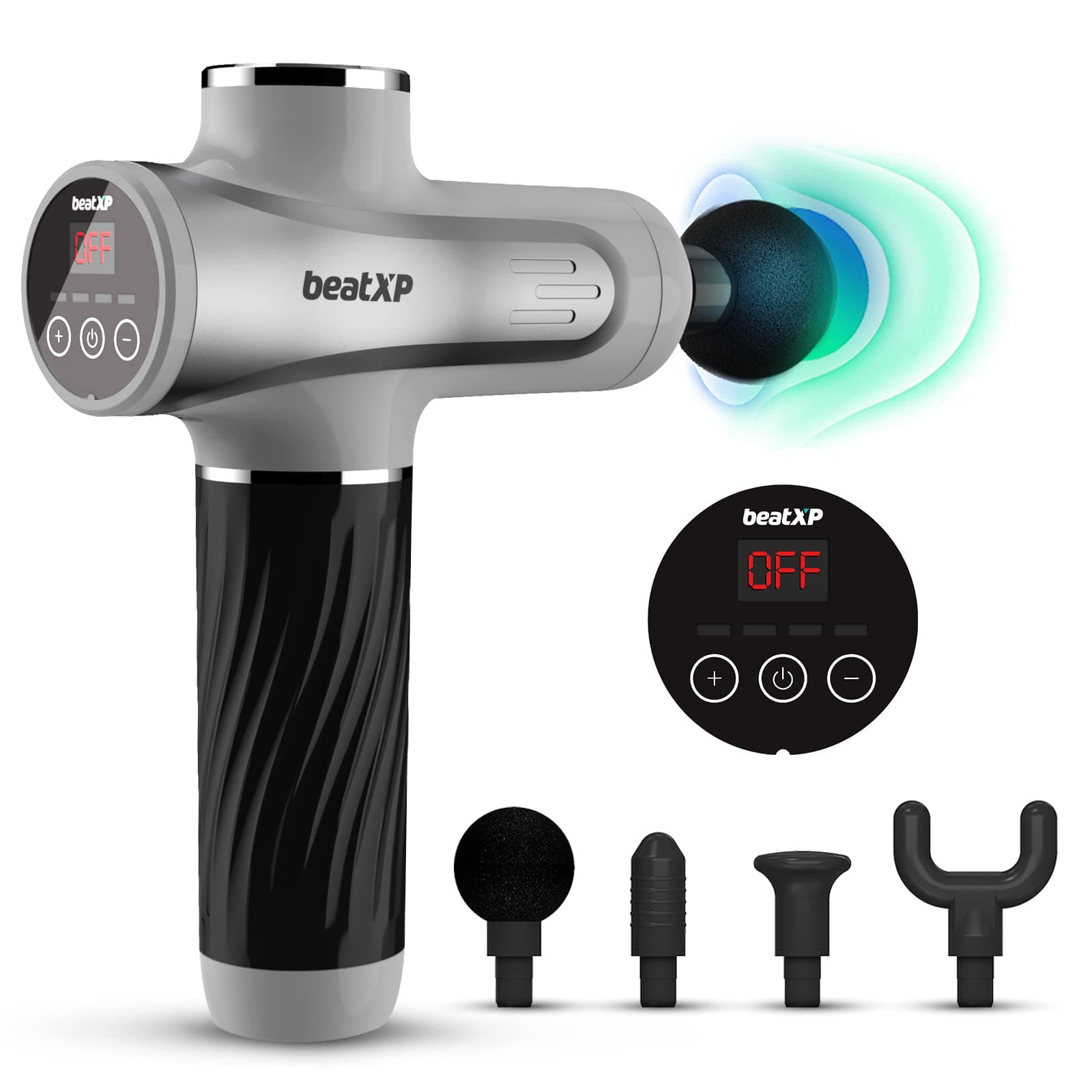 beatXP Bolt Go Deep Tissue Massage Gun (Glossy Silver)