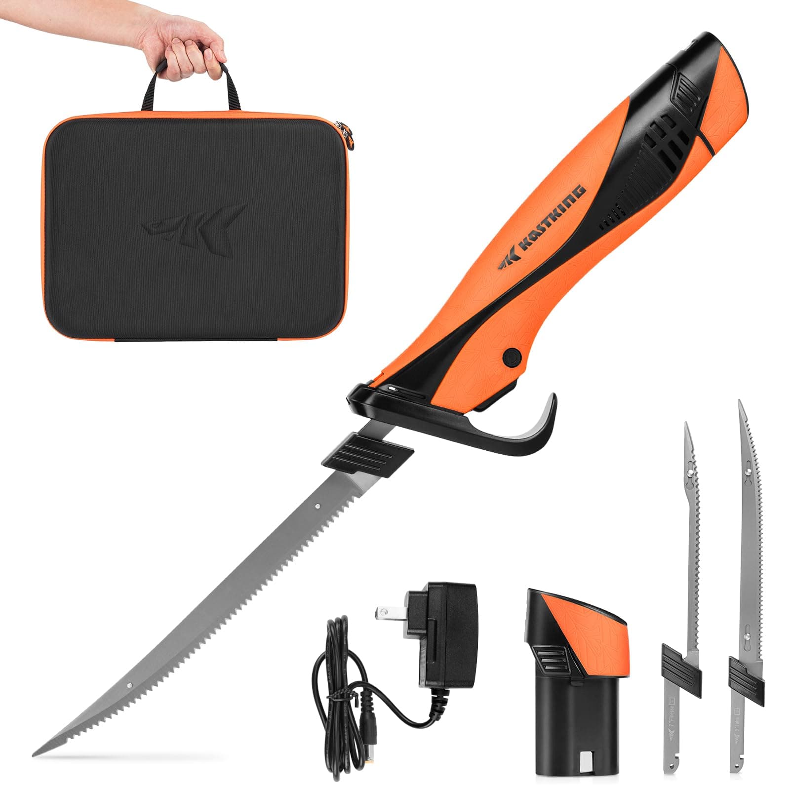 Cordless Electric Fillet Knife with 7" & 9" Razor-Sharp Blades (Speed Demon Pro) - Rechargeable, High Speed, Extended Battery Life, Ergonomic Non-Slip Grip, Safety Lock, Storage Carry Case
