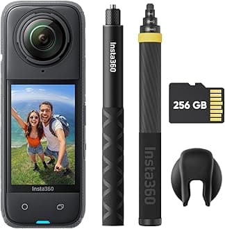 Insta360 X4 No Drone Bundle- 8K Waterproof 360 Action Camera, 4K Wide-Angle Video, Invisible Selfie Stick Effect, Removable Lens Guards, 135 Min Battery Life, AI Editing, Stabilization