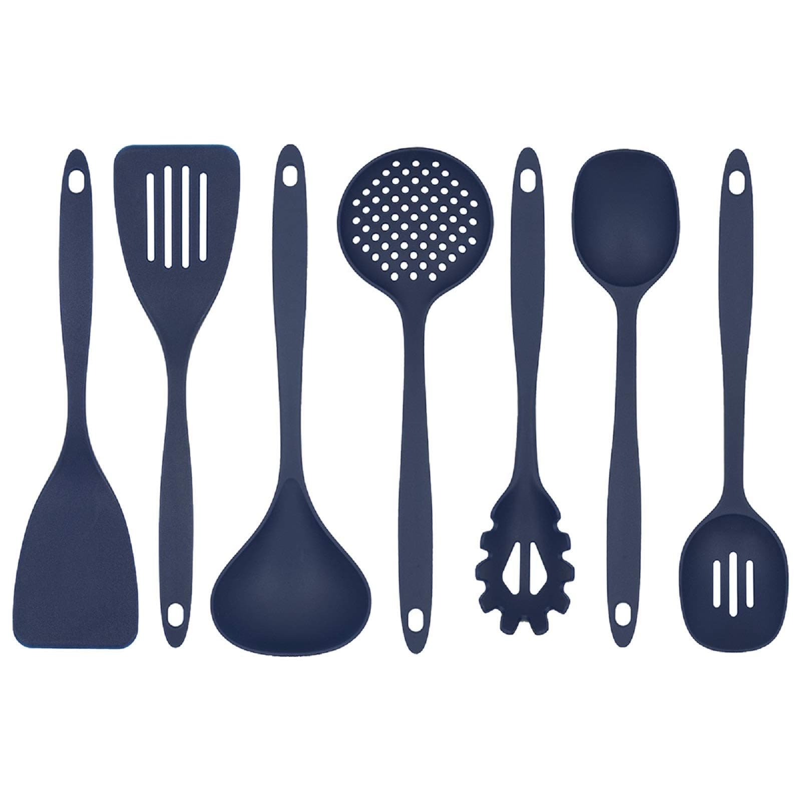 Cooking Kitchen Utensils Set – 7 Pieces, Nylon Tools for Nonstick Cookware, Blue