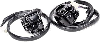 1 Pair Motorcycle 1" Handlebar Switches Control and Wiring Harness Compatible with Harley Dyna Black Switch Kit with Wiring