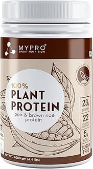 Mypro Sport Nutrition Plant Protein Powder Pea & Brown Rice Protein (23g protein,22 Vitamins & minerals,5g BCAA) Plant Based Vegan Protein Men & Women (Coffee Caramel, 2000 Gm)
