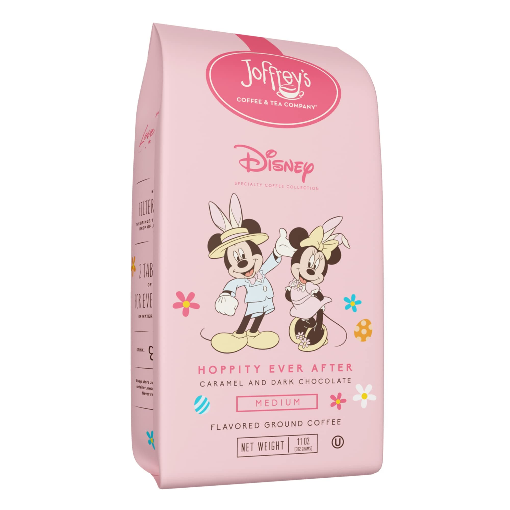 Joffrey's Coffee - Hoppity Ever After, Disney Spring Edition Coffee, Arabica Coffee Beans, Artisan Medium Roast, Robust Caramel & Dark Chocolate Flavored Coffee, Brew or French Press, (Ground, 11 oz)