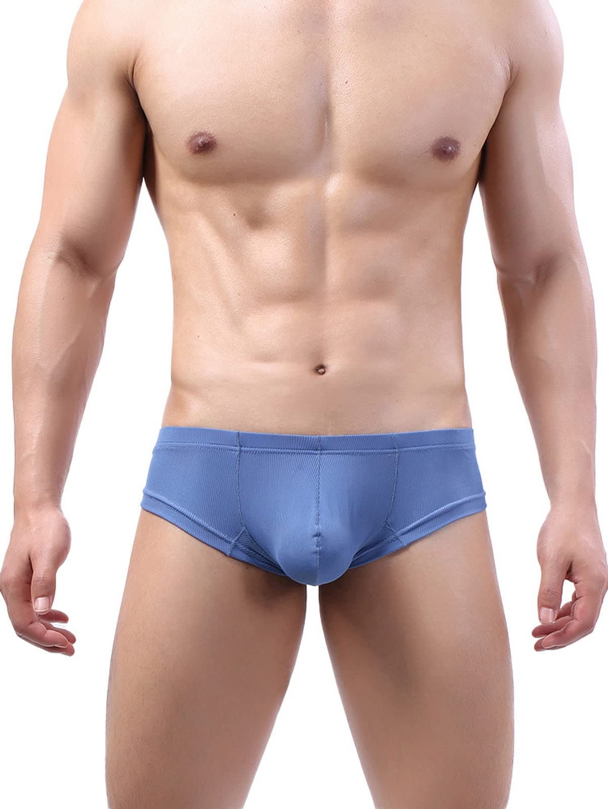 Faringoto Men's Ice Silk Thread Underpants T Pants, Solid Color, Breathable G-string Pants