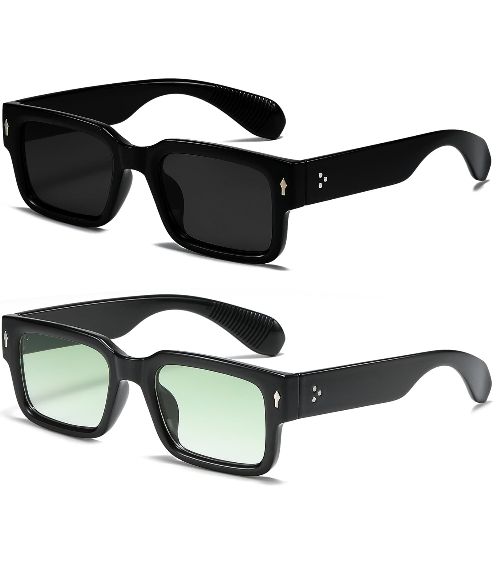 Square Frame Sunglasses for Women Men Trendy Chunky Rectangle Sun Glasses Black Shades UV400 Protection