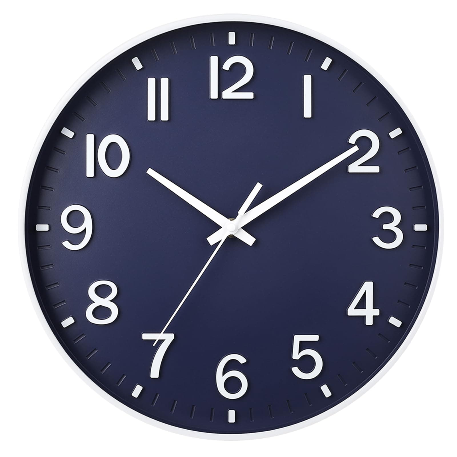 HZDHCLH Wall Clocks Battery Operated,Wall Clock Navy Blue,8 inch Wall Clock Silent Non Ticking Modern 3D Numbers for Kitchen Bedroom Living Room Office Classroom Decor