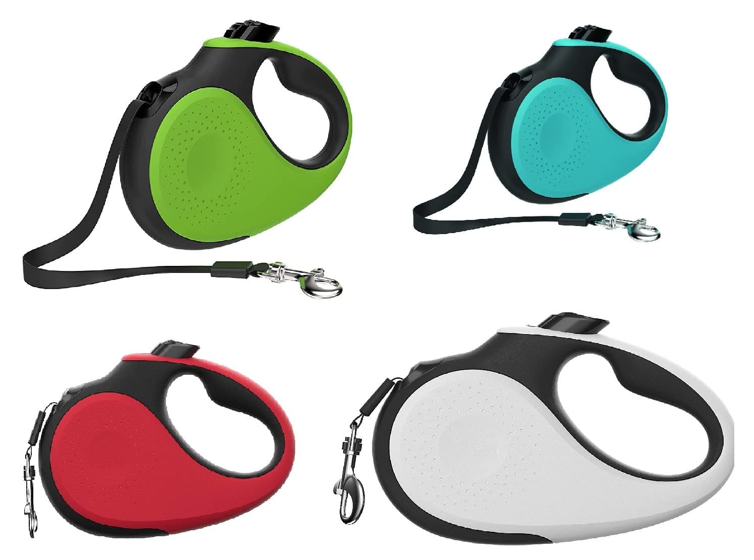 360° Tangle-Free Retractable Dog Leash | Heavy Duty 16 ft Training Leash for Pets with Anti-Slip Handle | Strong Nylon Tape & One-Handed Brake Pause Lock for Medium Dogs - Multicolor