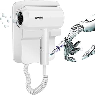 Hotel Wall Mounted Hair Dryer for Bathroom,Restroom Professional Blow Dryer,with Stand Rack,Specialised Motor for Salon,Fast Drying Negative HairDryer - Gifts【Massage Comb, Screws+Adhesive】 White