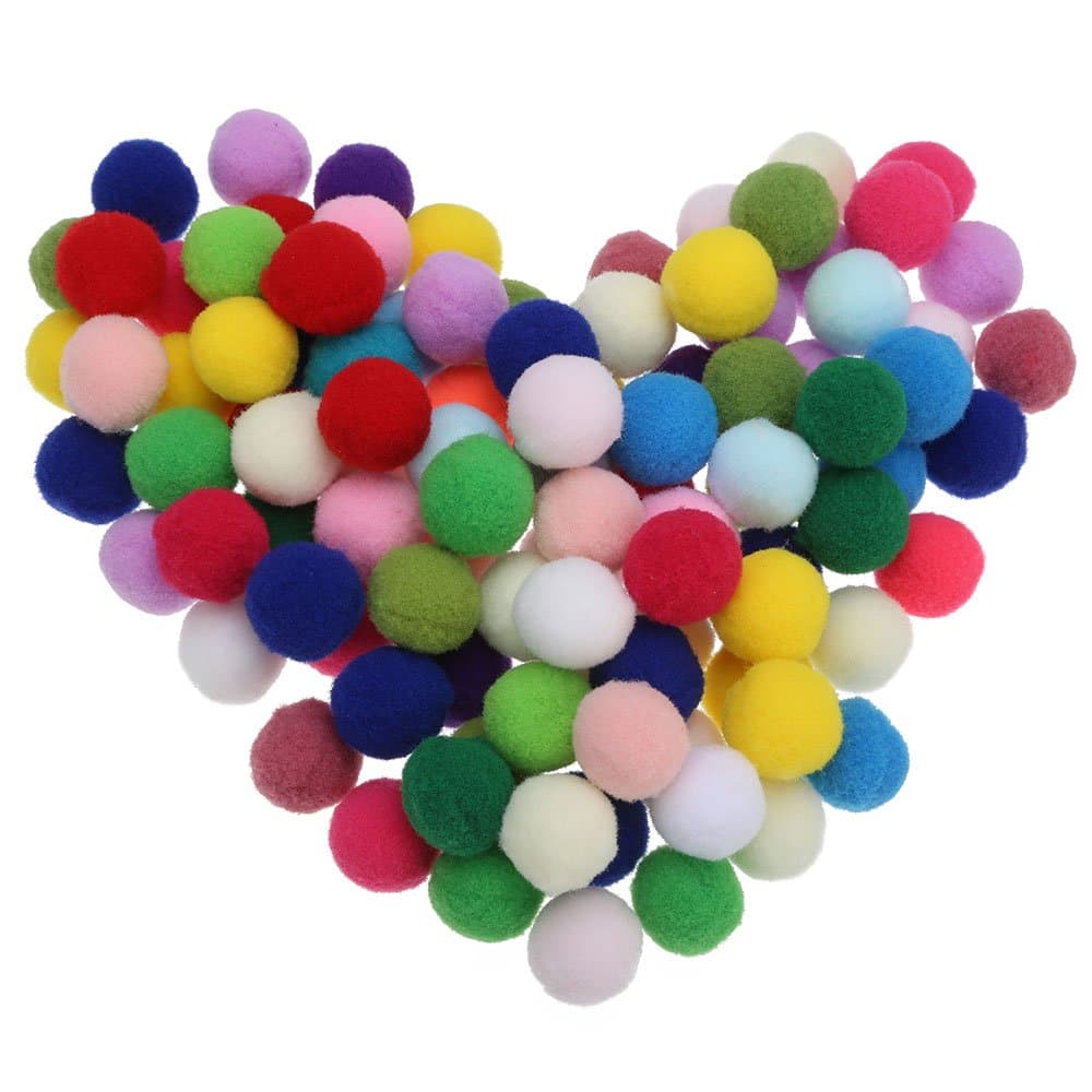 100pcs Pom Poms Pompoms Fluffy Balls Craft Assorted for Scrapbooking Sewing Modal Making (3cm)