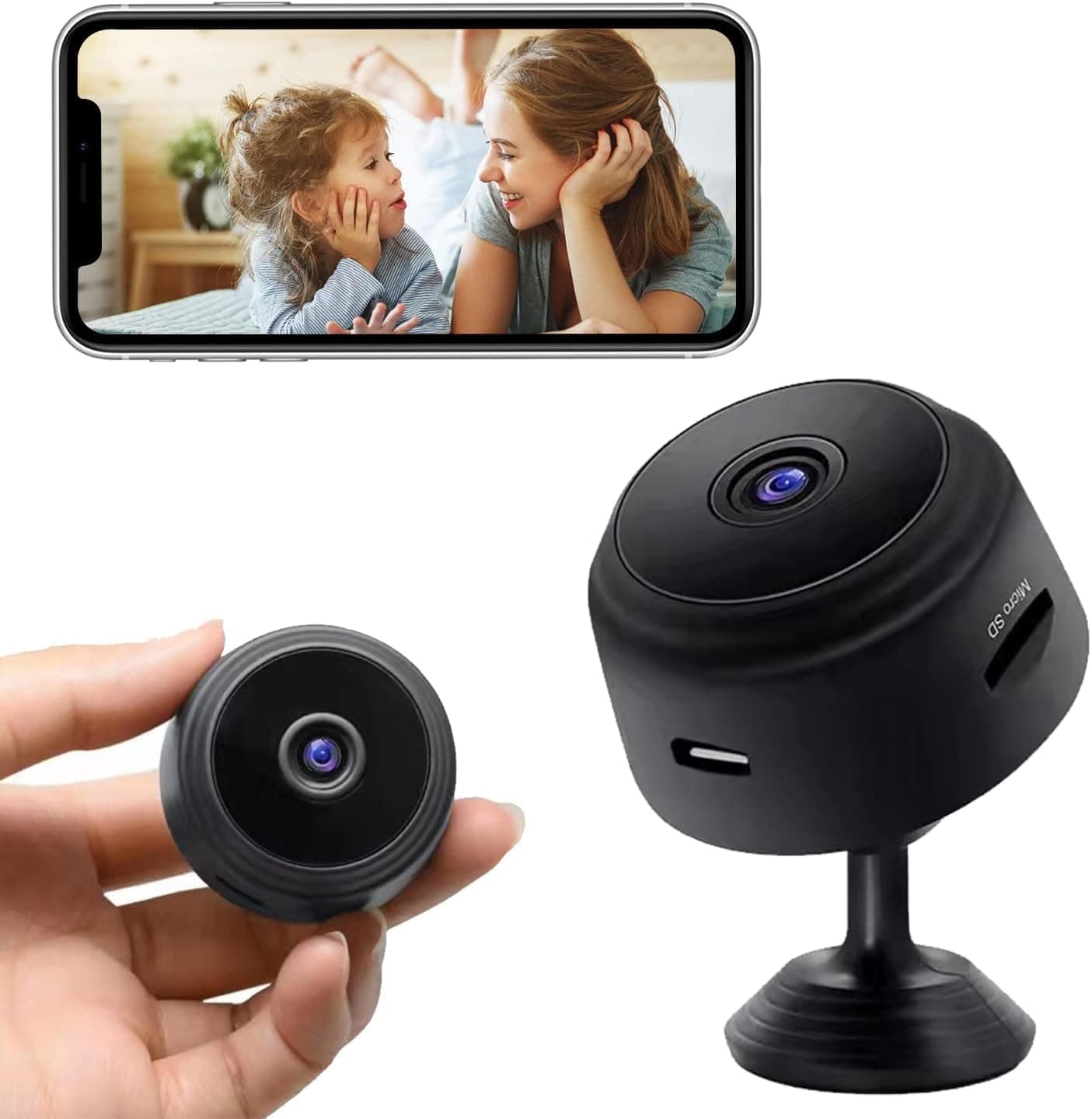 KASTWAVE Wireless Security Camera Mini Outdoor/Indoor with Audio,Hidden Camera, Home Surveillance Camera, 1080P IP HD Build-in Battery 350mah，Infrared Night Vision Dome Camera