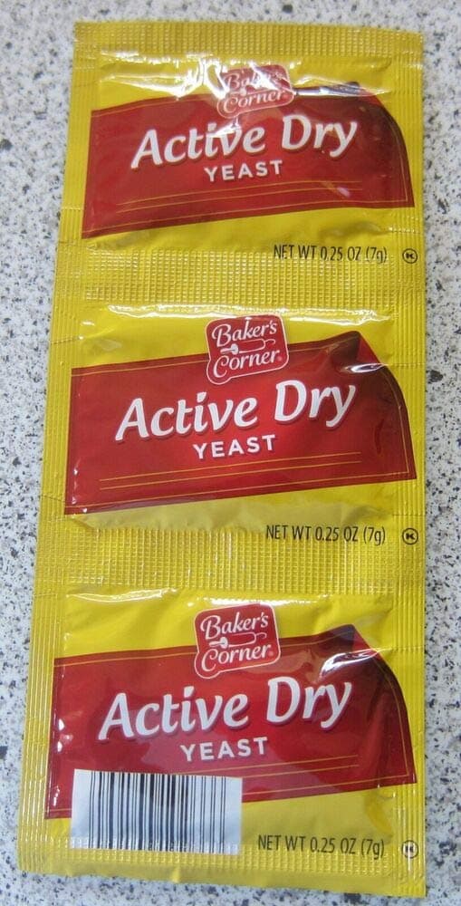 Bakers Corner Active Dry Yeast, 0.25 Ounce, 3 Count Pack (.75 oz TW)