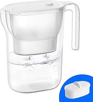 Water Filter Pitcher, 200-Gallon Long-Life, Countertop NSF Certified Water Purifier, Replaces 6,400 Plastic Water Bottles a Year, Reduces Chlorine, PFOA/PFOS, 7-Cup, White