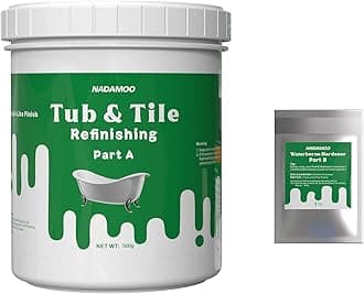 NADAMOO Tub and Tile Refinishing Kit White, Without Tools, 500g/17 oz Emulsion and 10g Hardener
