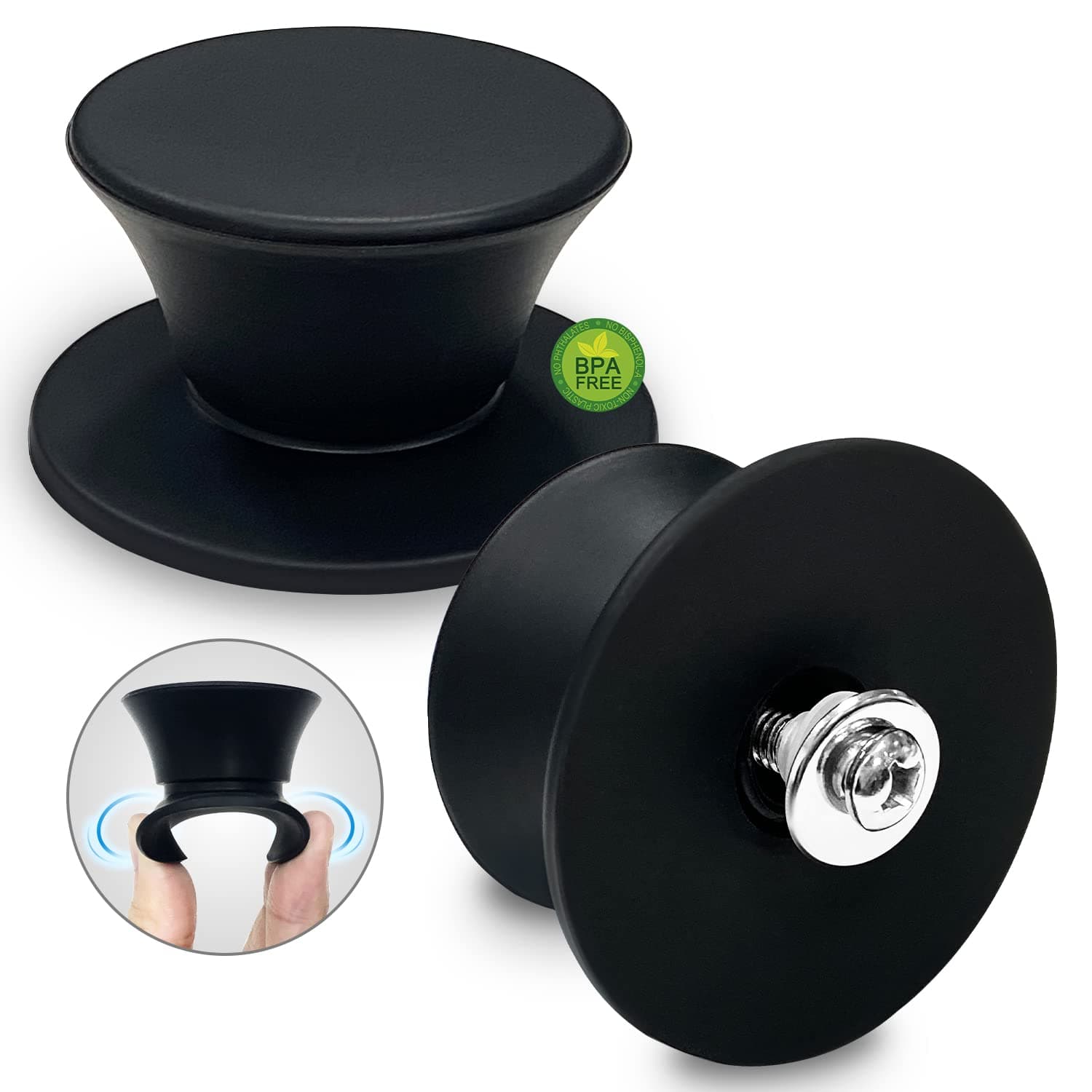 Walfos 2 Pack Universal Silicone Pot Lid Replacement Knob, Heat Resistant Pan Lid Holding Handles,BPA Free, Dishwasher Safe, Great for Slow Cookers, Skillets and Kitchen Cookware Covers