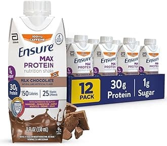 Max Protein Nutrition Shake with 30g of Protein 1g of Sugar High Protein Shake Milk, Chocolate w/Caffeine, 11 Fl Oz (Pack of 12)