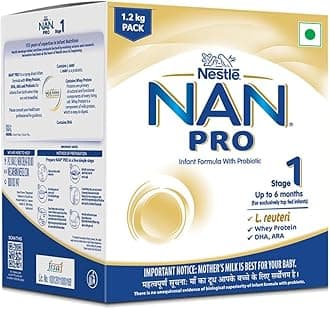 Nestlé NAN PRO Stage 1, 1.2kg Pack, Infant Formula Milk Powder for Babies (Up to 6 Months) - with Probiotic, 3x400g Pouch in Box