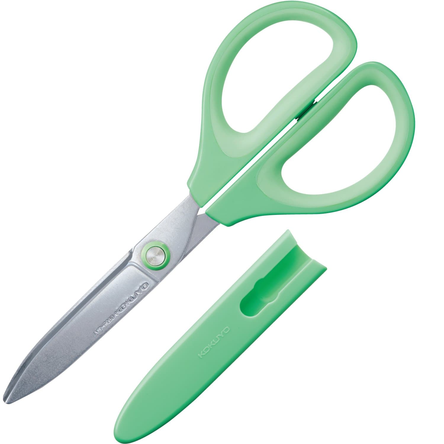 Kokuyo Saxa Glueless Scissors, Green, 3D Blade, Symmetrical Handle for Both Right-hand and Left-hand, with Safety Cap, Japan Import (HASA-P280G)