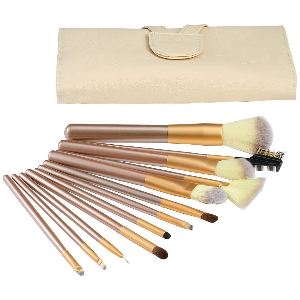 Makeup brushes, Arricastle 12 Pieces Makeup Brush Set Professional Face Eyeliner Eye Shadow Blush Contour Foundation Cosmetic Brushes for Powder Cream Concealer (Beige White)