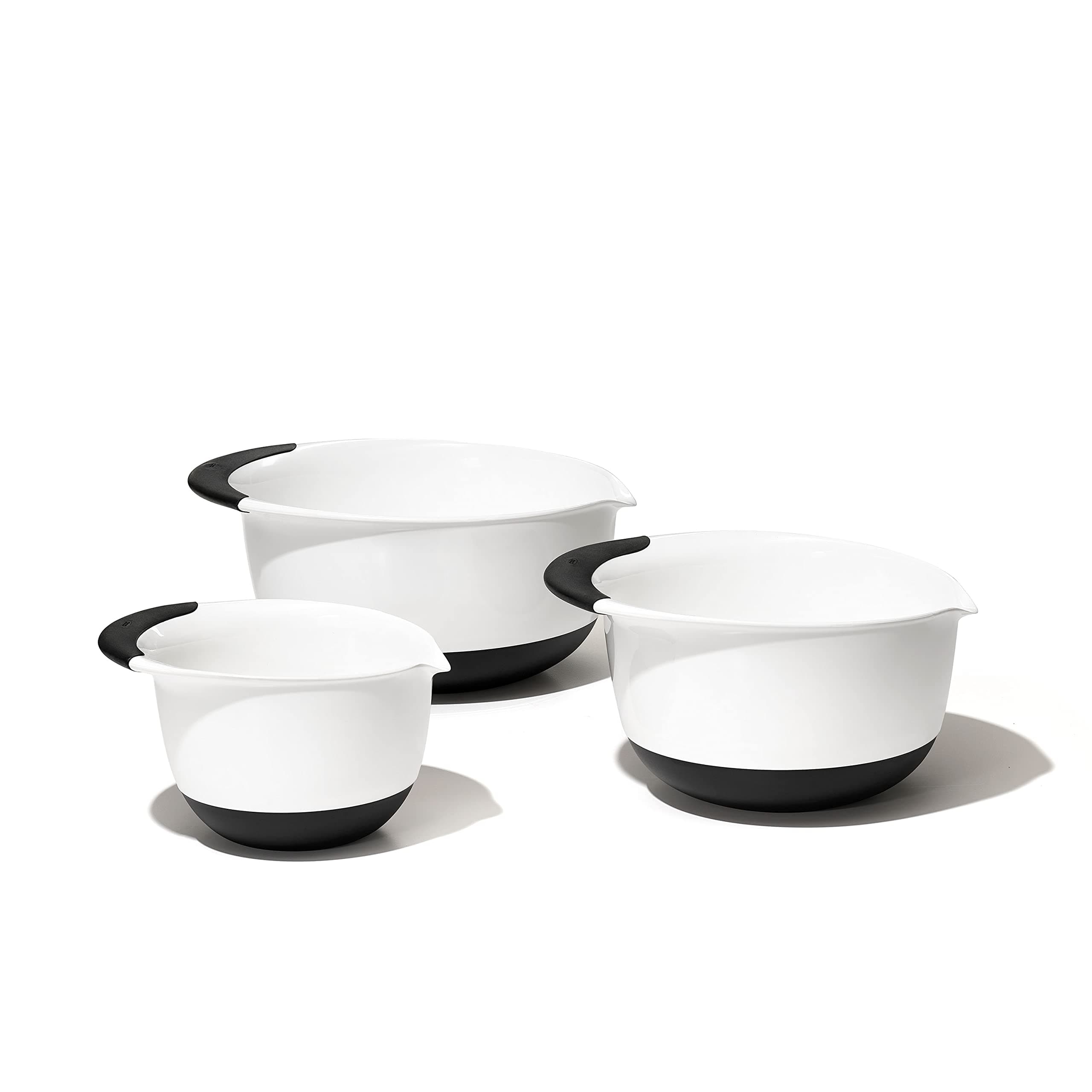 Good Grips 3- Piece Plastic Mixing Bowl Set, 2500 ml,White/Black