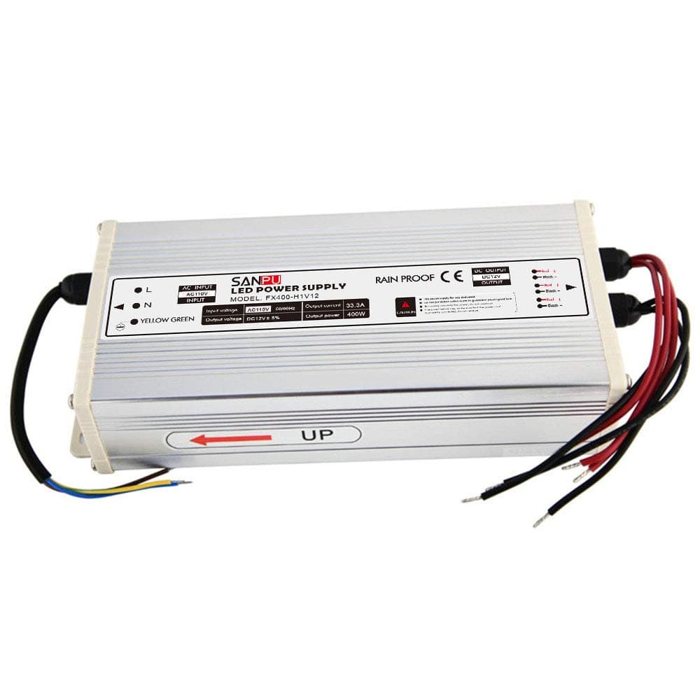 SANPU SMPS LED Driver 400w 12v 33a Constant Voltage Switching Power Supply 110v 120v ac-dc Transformer Ourdoor Rainproof IP63 (SANPU FX400-H1V12)