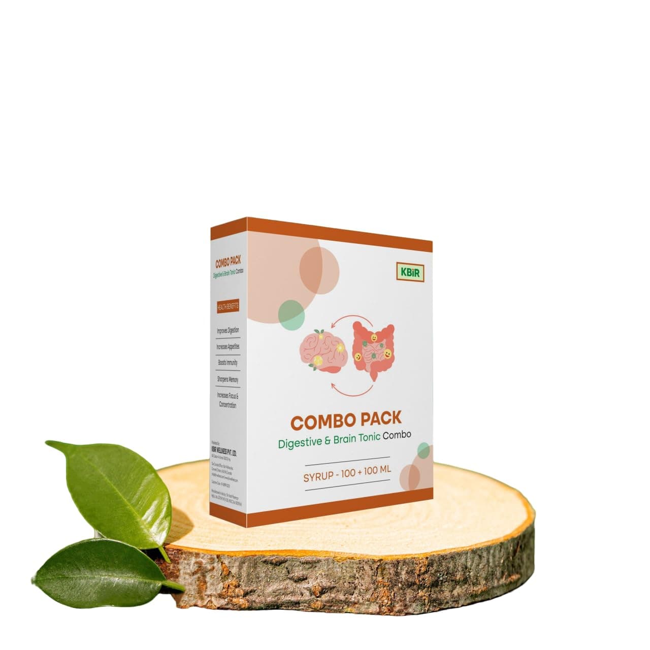 KBIR DIGESTIVE & BRAIN TONIC COMBO PACK (100+100 ML) | Liver Support Supplement & Brain Boost supplement for Focus, Memory, Brain wellness