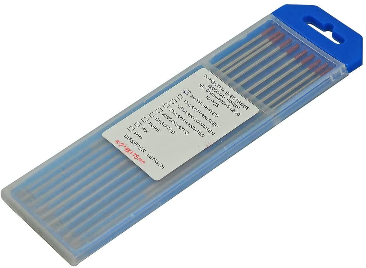 RIVERWELD TIG Welding Tungsten Electrode 2% Thoriated WT20 Red Tips 3/32" x 7" & 2.4mm x 175mm Pack of 10