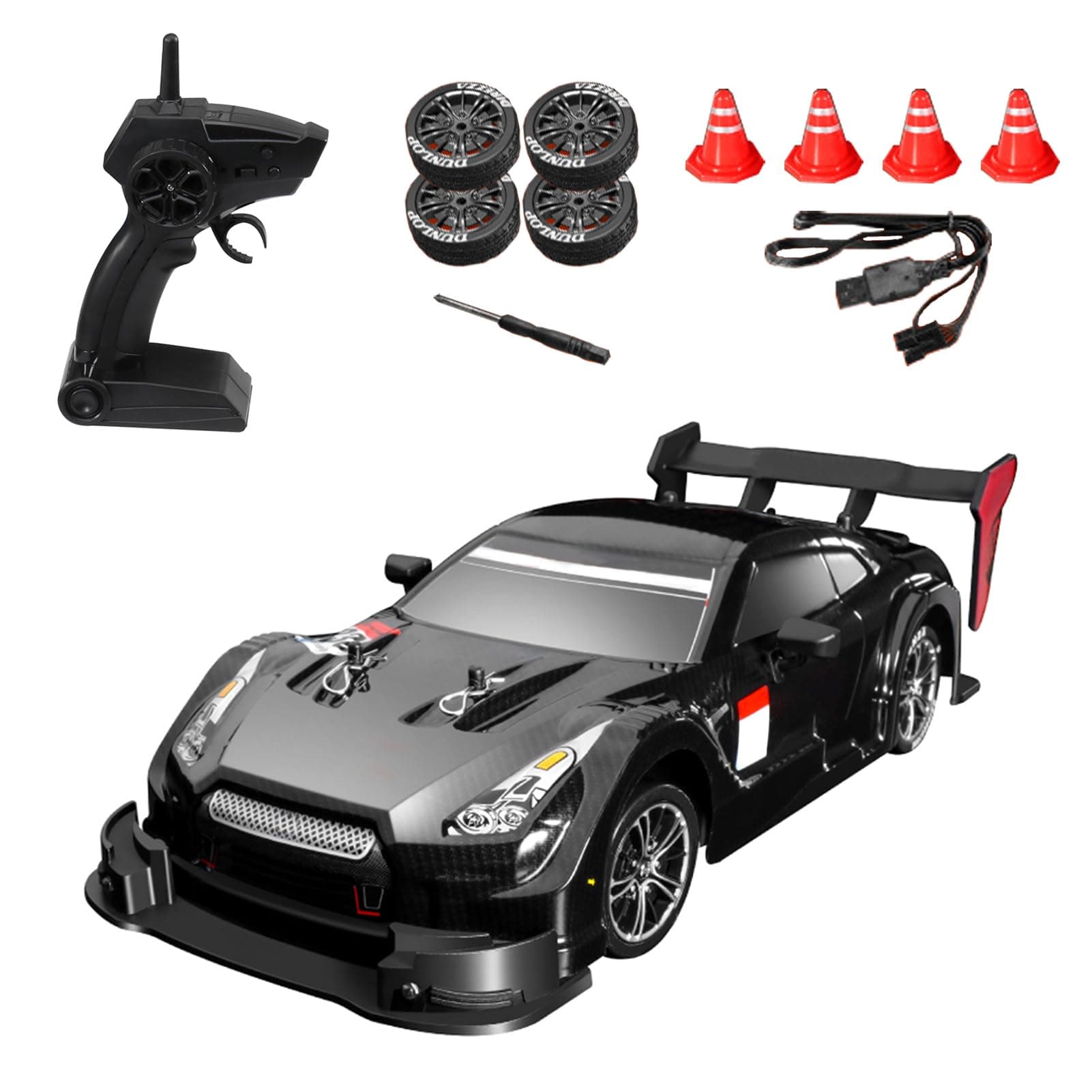 RC Drift Car, 2.4GHz 4WD Remote Control Racing Car with Lights, High Speed 40km/h, Teens Gift RTR